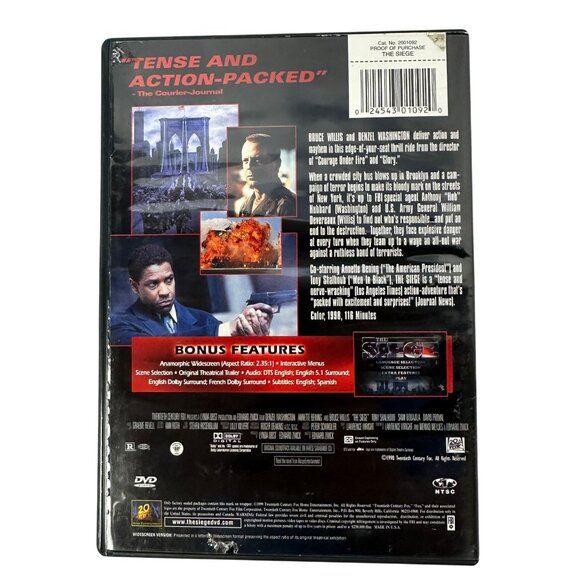 The Siege DVD 1998 Denzel Washington Annette Bening 20th Century Fox Widescreen - Picture 2 of 6